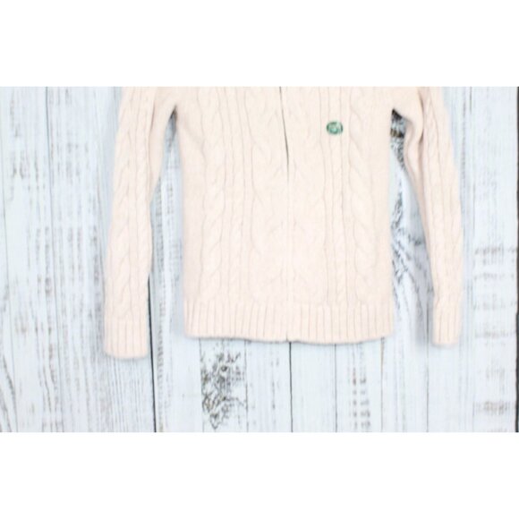 LL Bean Double L Cable Sweater Zip Cardigan Pink Size Small - Picture 3 of 10